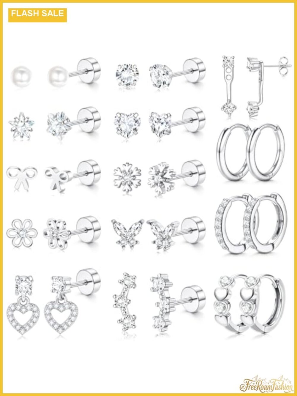 Hypoallergenic Surgical Steel Flat Back Earrings, 14K Gold Plated